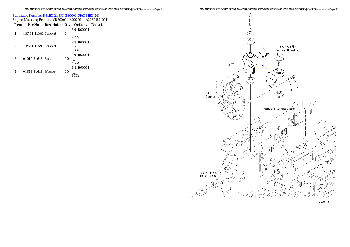 Protected: D61EX-24 S/N B60001-UP Partsbook