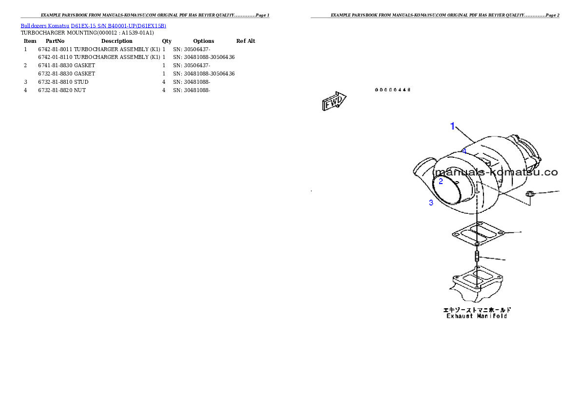 Protected: D61EX-15 S/N B40001-UP Partsbook