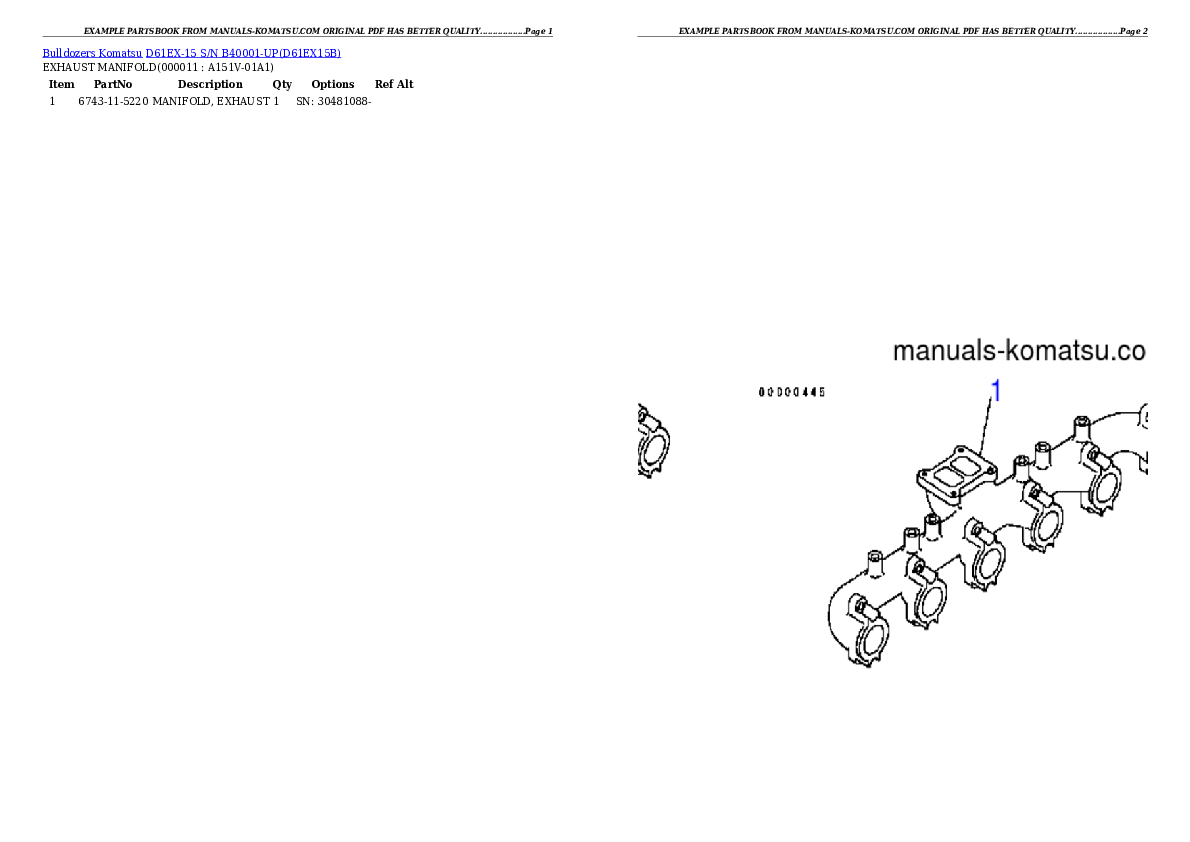 Protected: D61EX-15 S/N B40001-UP Partsbook