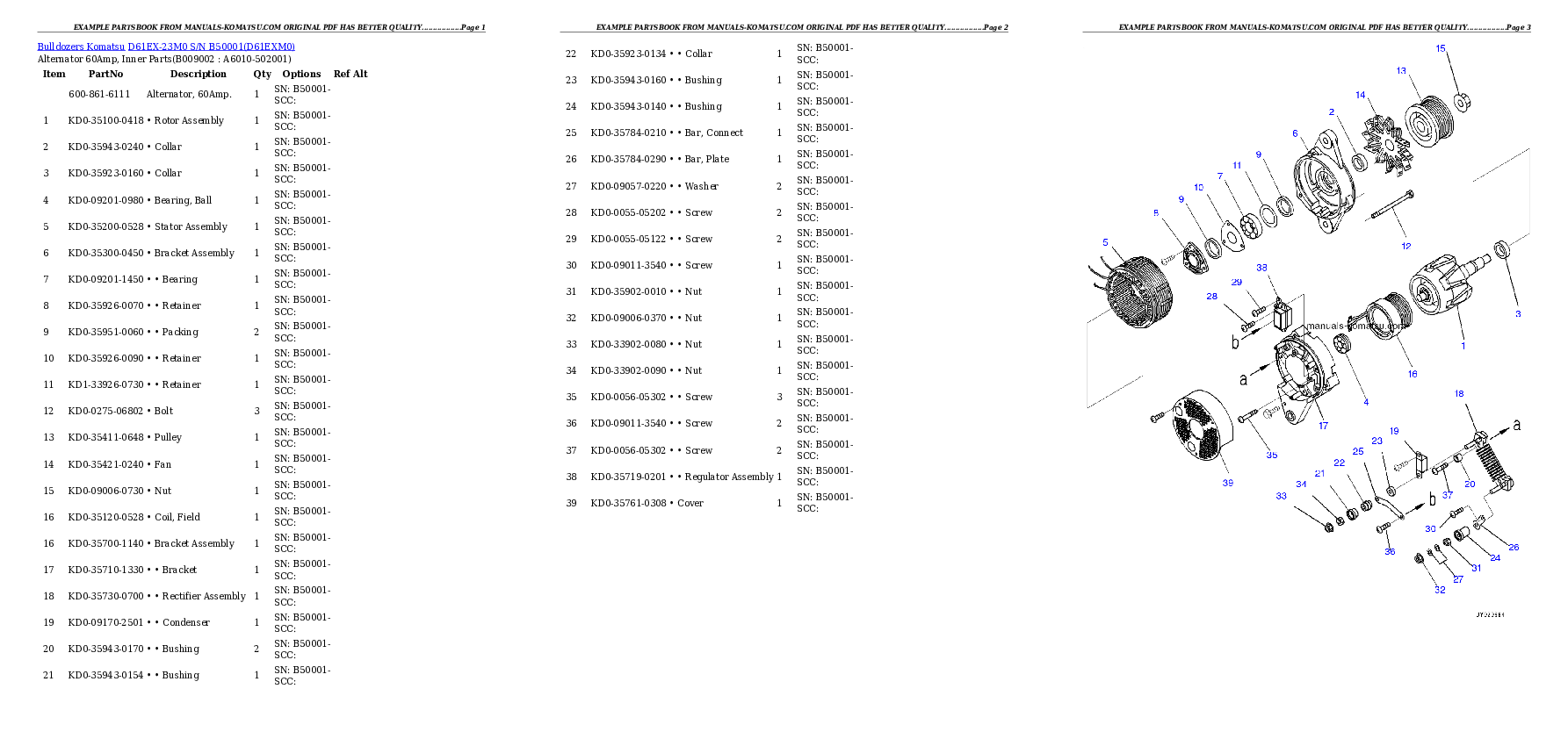 Protected: D61EX-23M0 S/N B50001 Partsbook