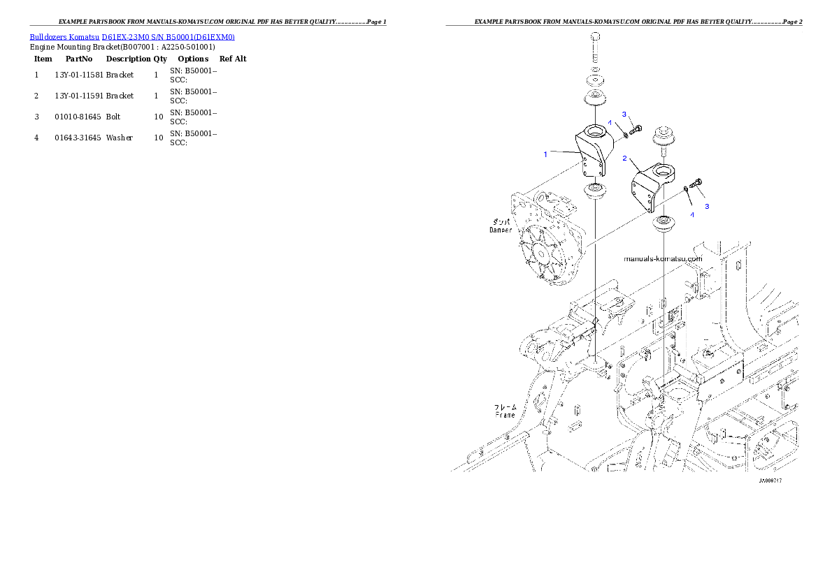 Protected: D61EX-23M0 S/N B50001 Partsbook