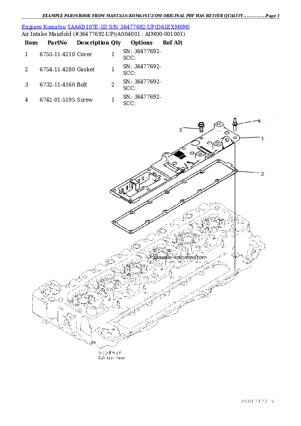 Protected: SAA6D107E-1D S/N 36477692-UP Partsbook
