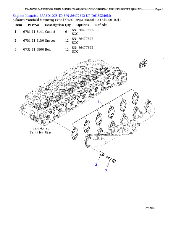 Protected: SAA6D107E-1D S/N 36477692-UP Partsbook