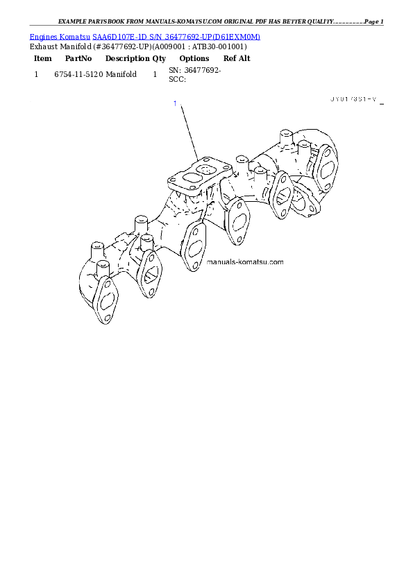 Protected: SAA6D107E-1D S/N 36477692-UP Partsbook