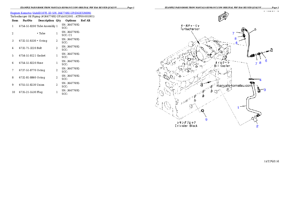 Protected: SAA6D107E-1D S/N 36477692-UP Partsbook