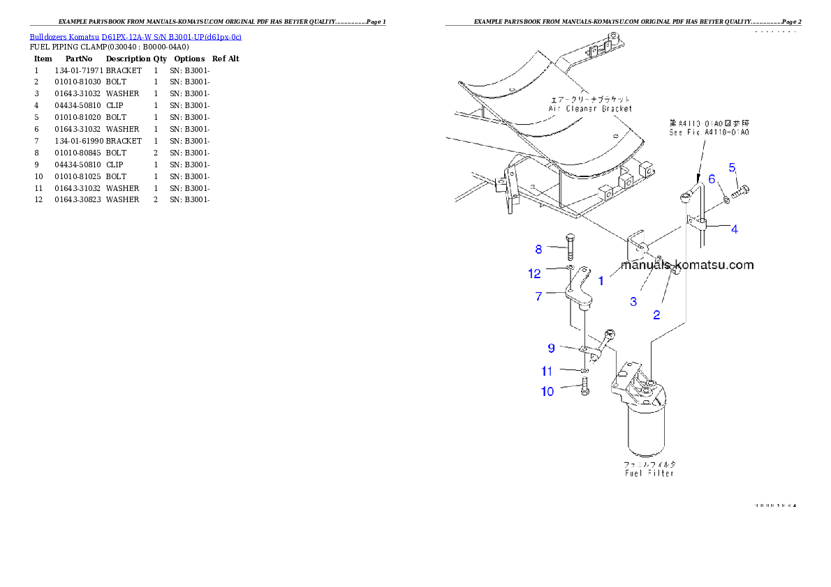 Protected: D61PX-12A-W S/N B3001-UP Partsbook