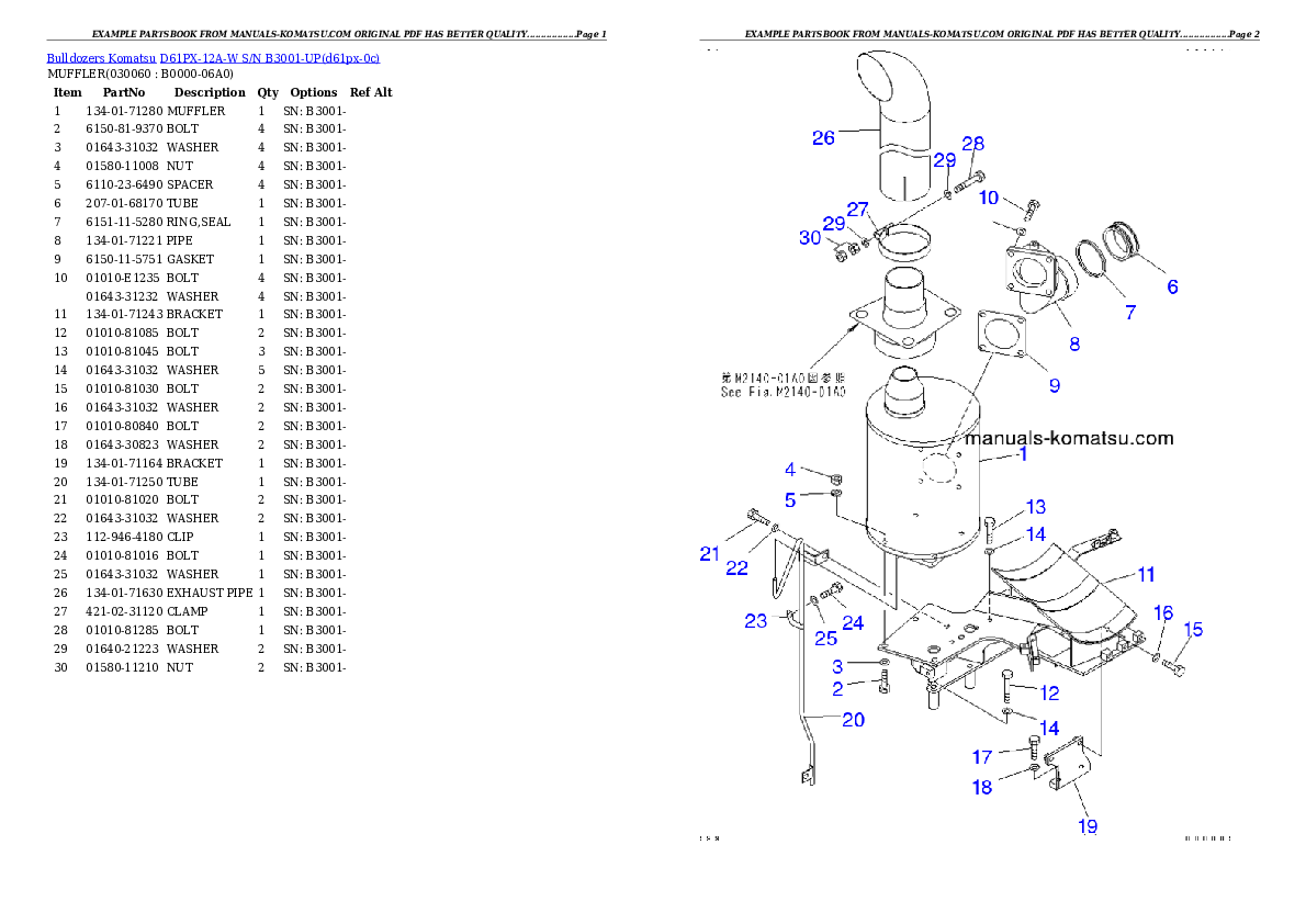 Protected: D61PX-12A-W S/N B3001-UP Partsbook
