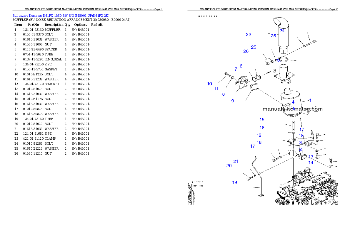 Protected: D61PX-15E0-BW S/N B45001-UP Partsbook