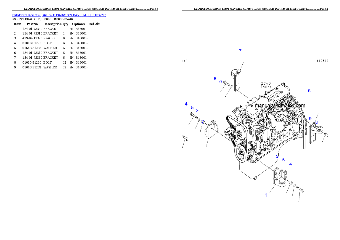 Protected: D61PX-15E0-BW S/N B45001-UP Partsbook