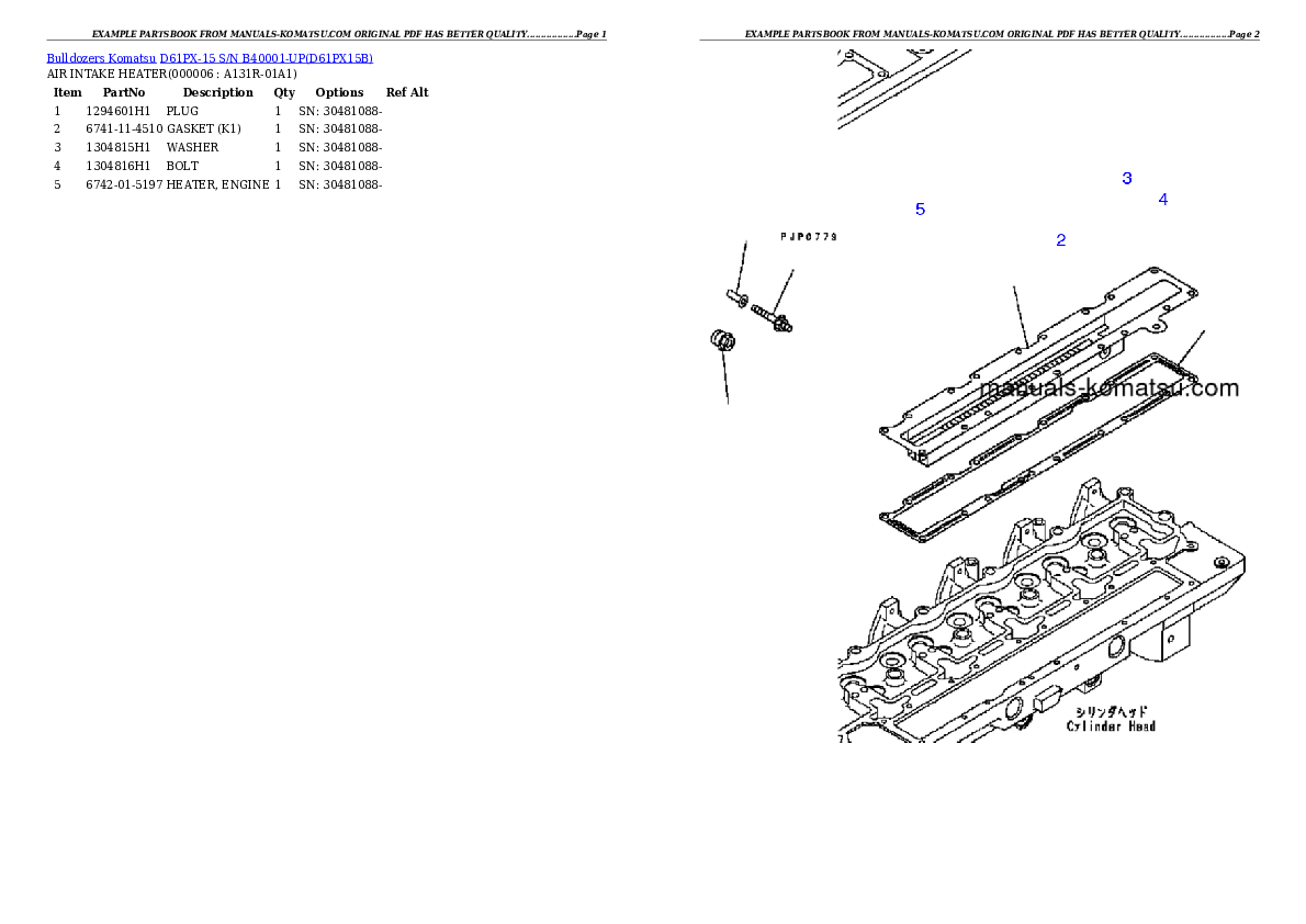 Protected: D61PX-15 S/N B40001-UP Partsbook