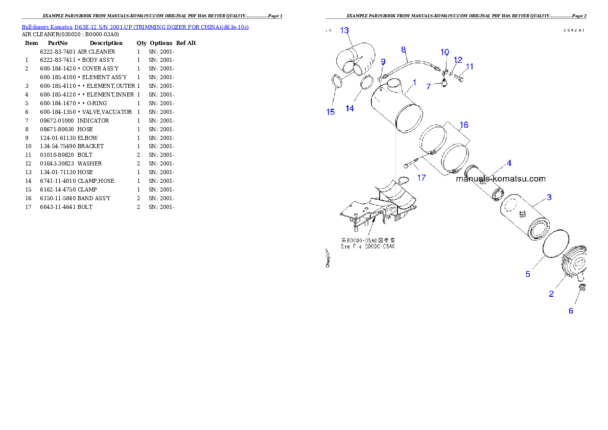 D63E-12 S/N 2001-UP (TRIMMING DOZER FOR CHINA) Partsbook