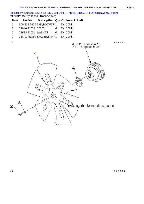 Protected: D63E-12 S/N 2001-UP (TRIMMING DOZER FOR CHINA) Partsbook