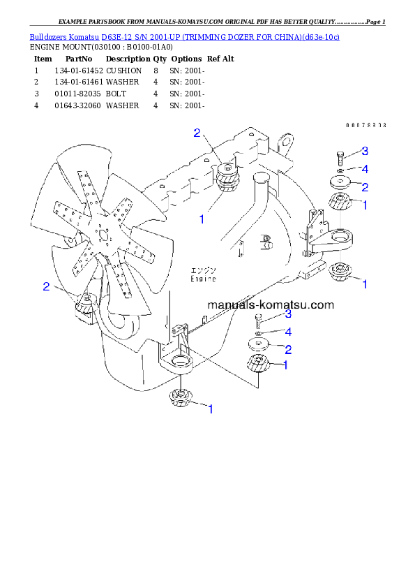 Protected: D63E-12 S/N 2001-UP (TRIMMING DOZER FOR CHINA) Partsbook
