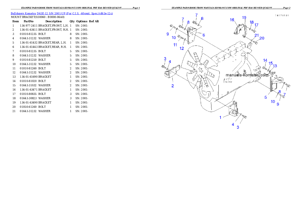 Protected: D63E-12 S/N 2001-UP (For C.I.S. -40cent. Spec.) Partsbook