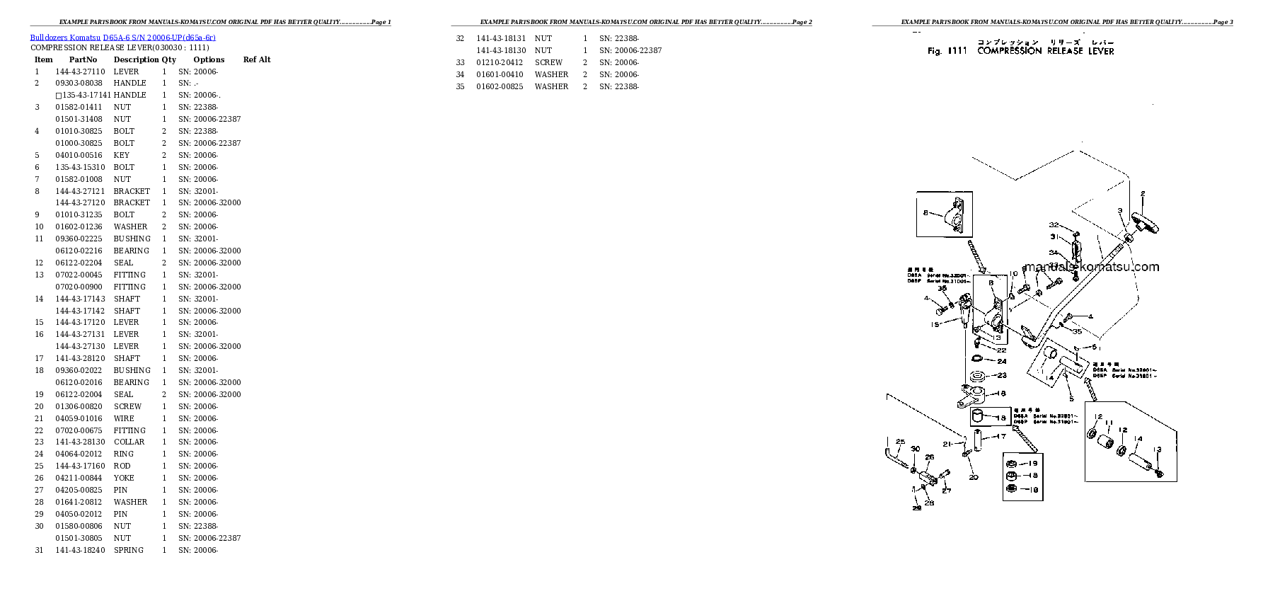 D65A-6 S/N 20006-UP Partsbook
