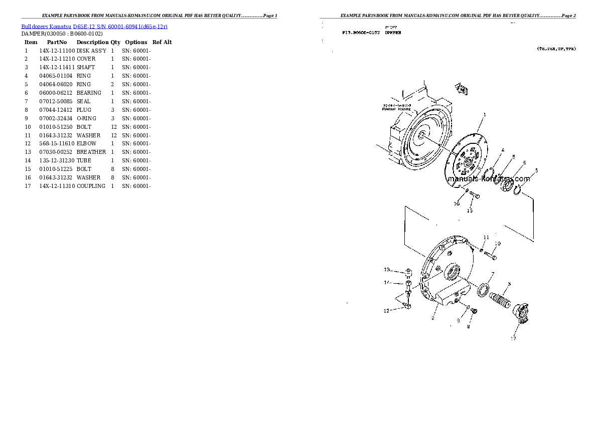 Protected: D65E-12 S/N 60001-60941 Partsbook
