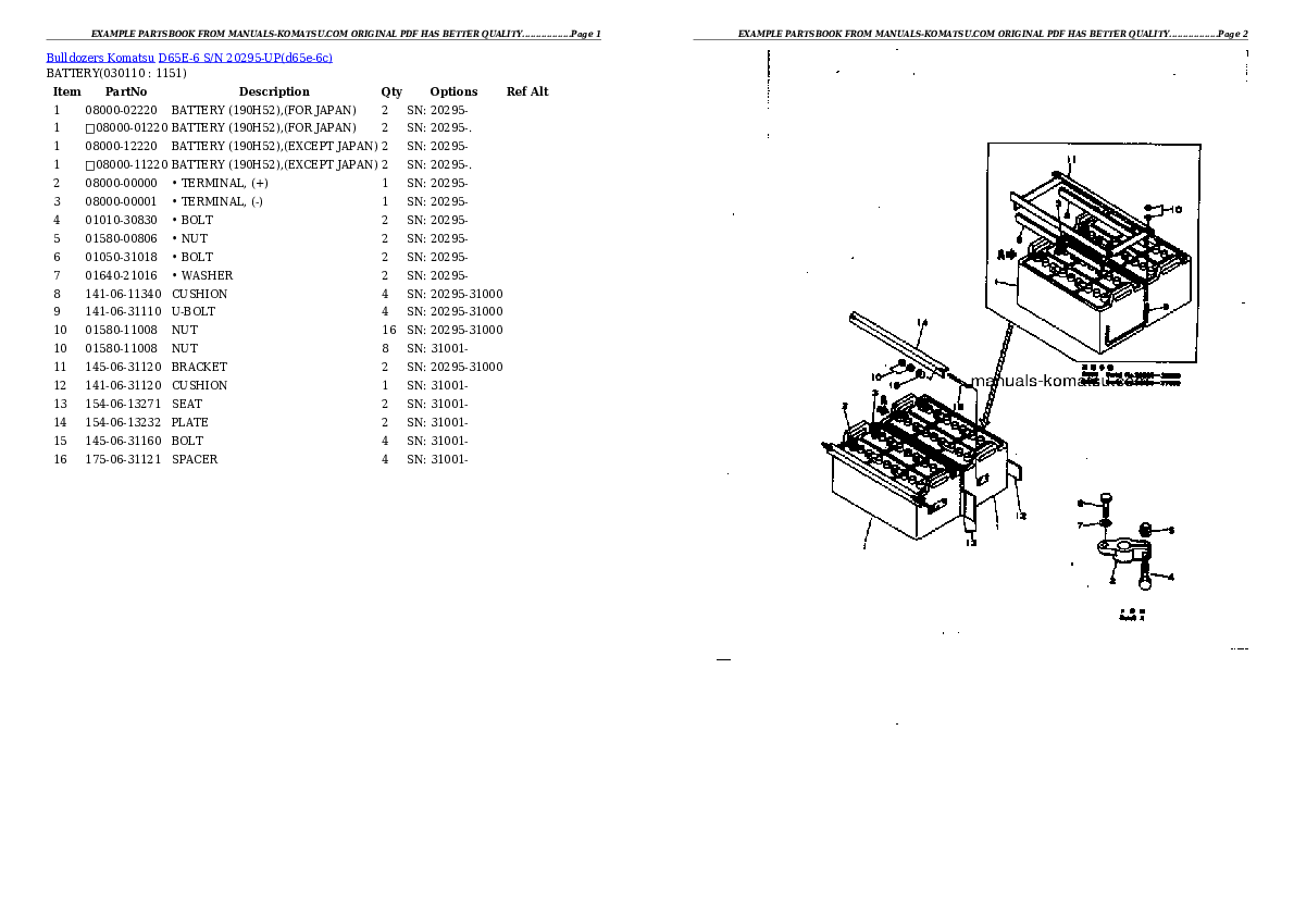 Protected: D65E-6 S/N 20295-UP Partsbook