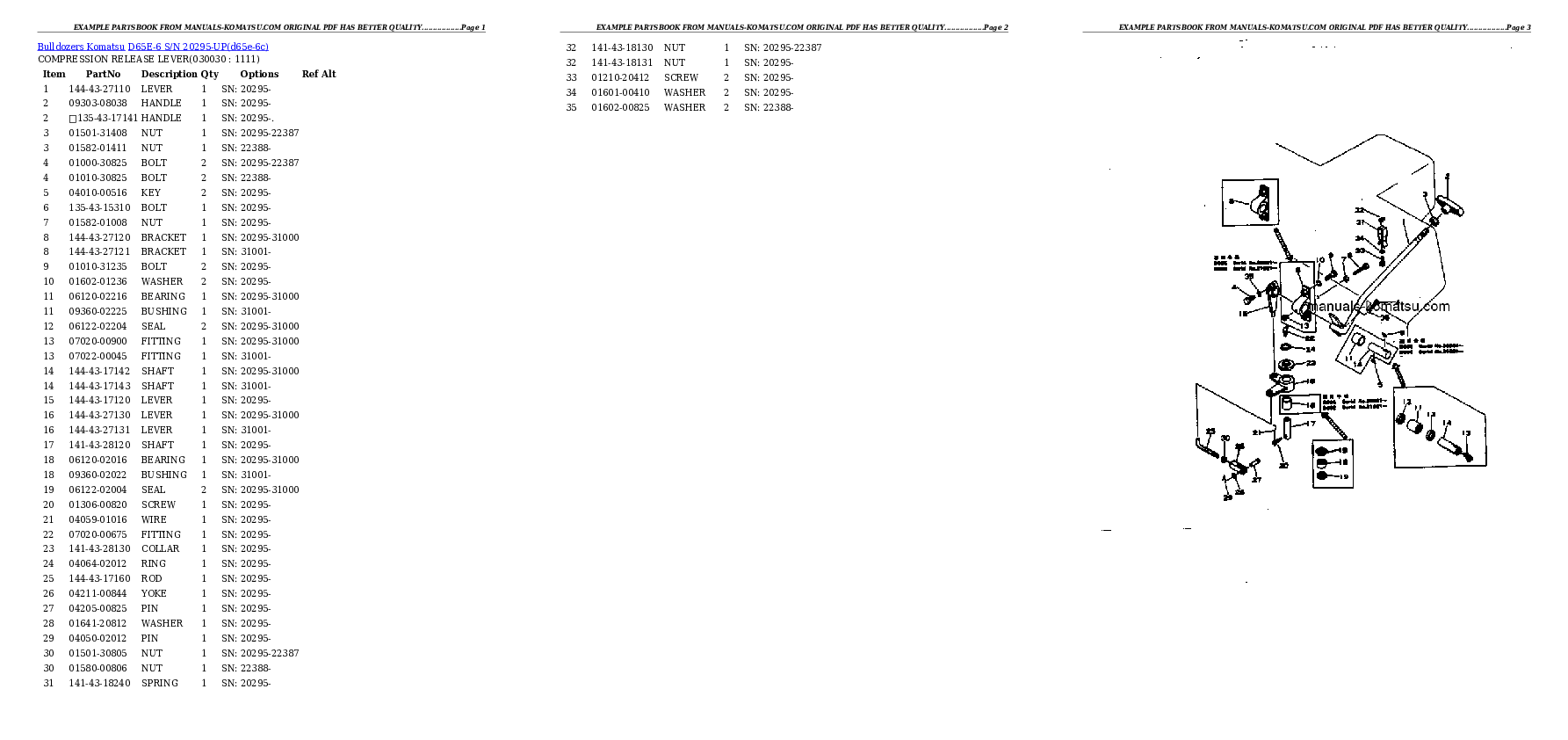 D65E-6 S/N 20295-UP Partsbook