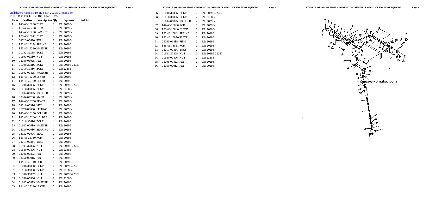 Protected: D65E-6 S/N 20295-UP Partsbook