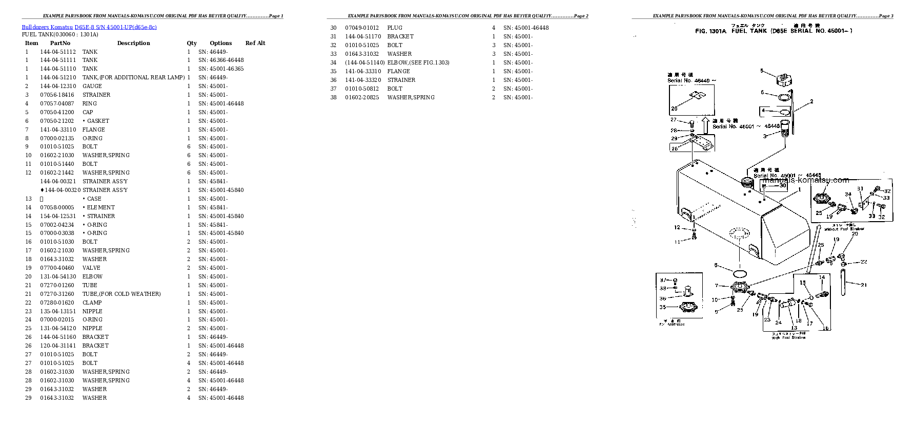 Protected: D65E-8 S/N 45001-UP Partsbook