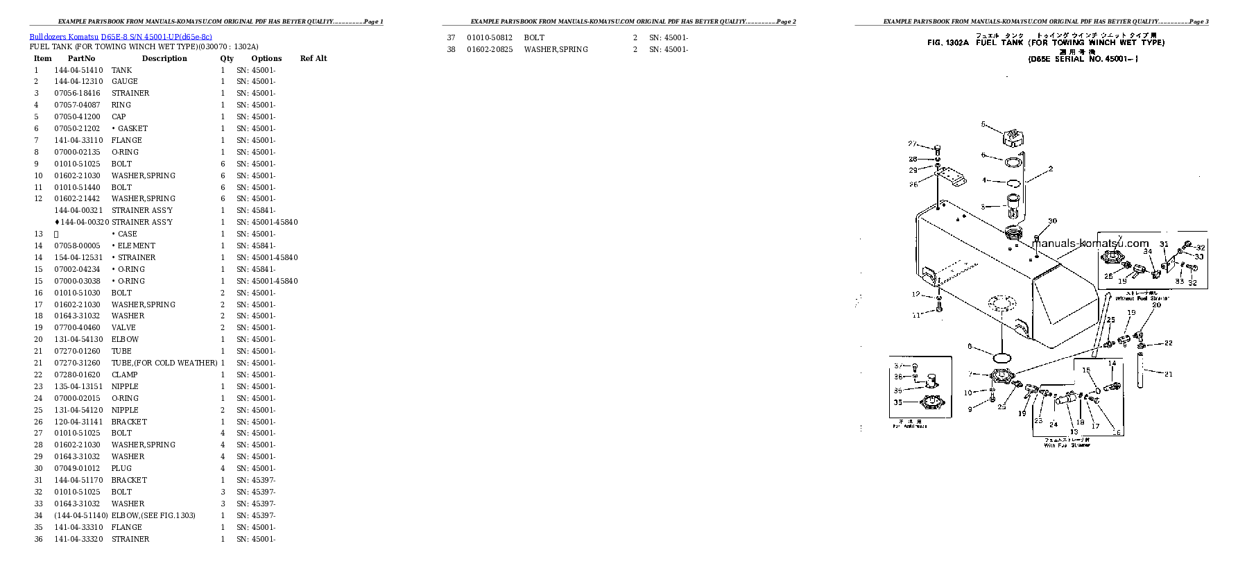 Protected: D65E-8 S/N 45001-UP Partsbook