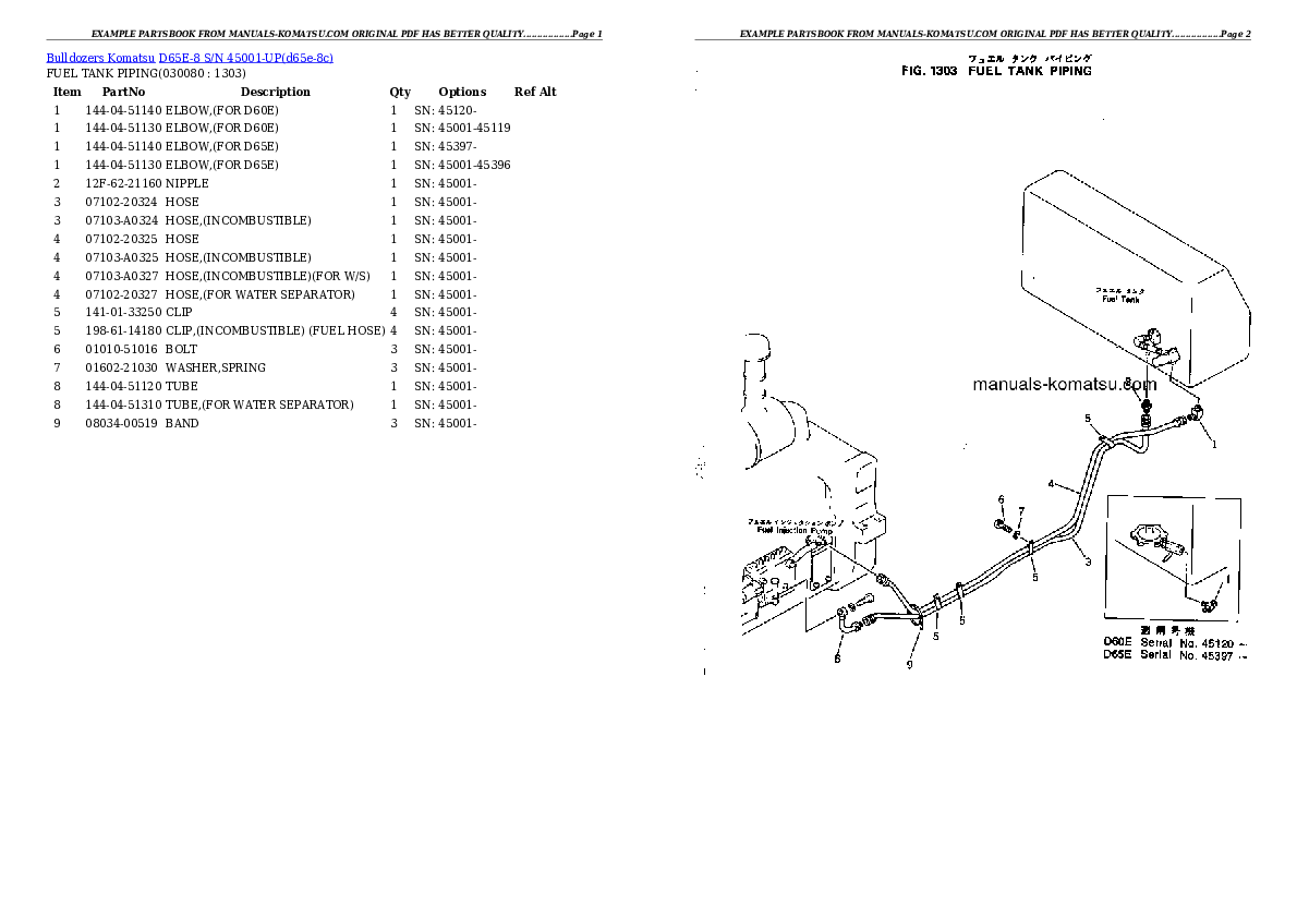 Protected: D65E-8 S/N 45001-UP Partsbook