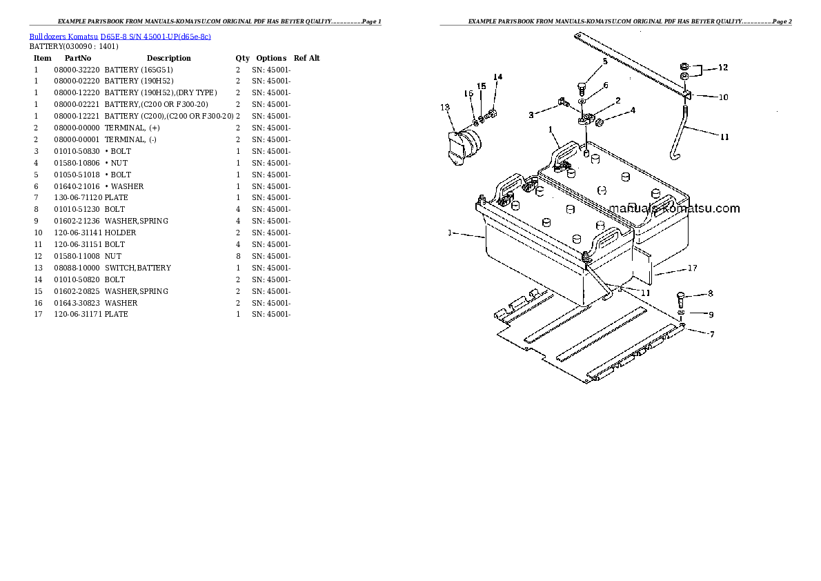 Protected: D65E-8 S/N 45001-UP Partsbook