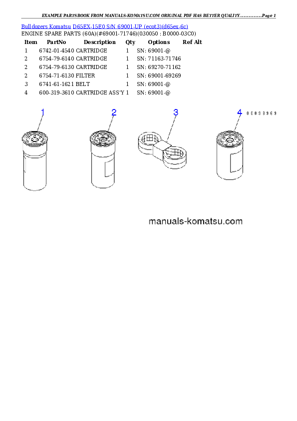 Protected: D65EX-15E0 S/N 69001-UP (ecot3) Partsbook