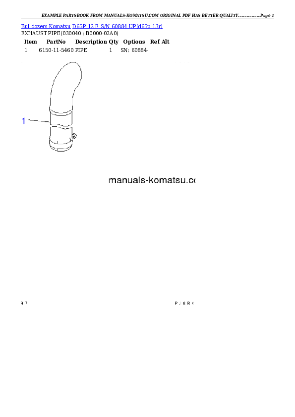 Protected: D65P-12-E S/N 60884-UP Partsbook