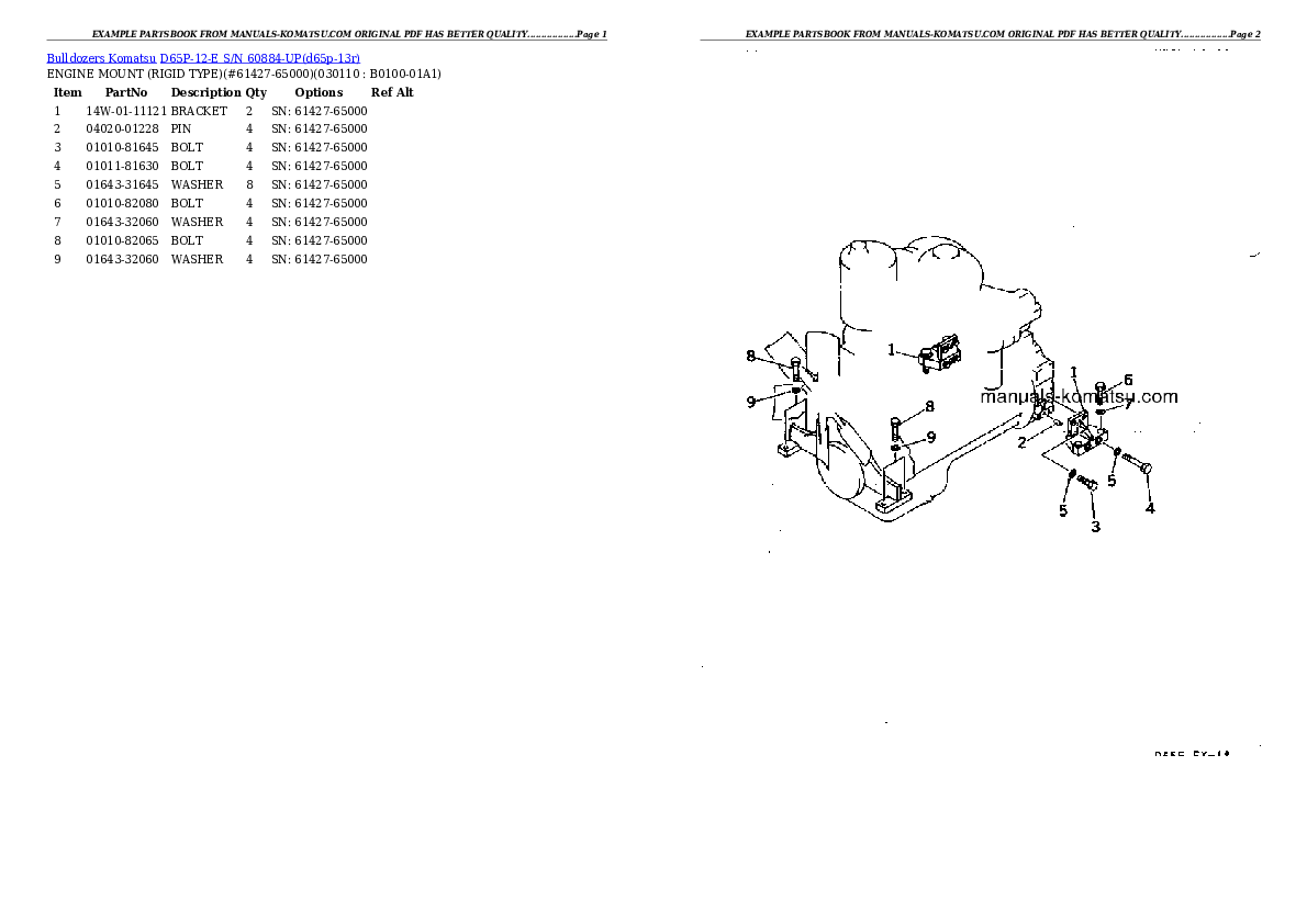 Protected: D65P-12-E S/N 60884-UP Partsbook