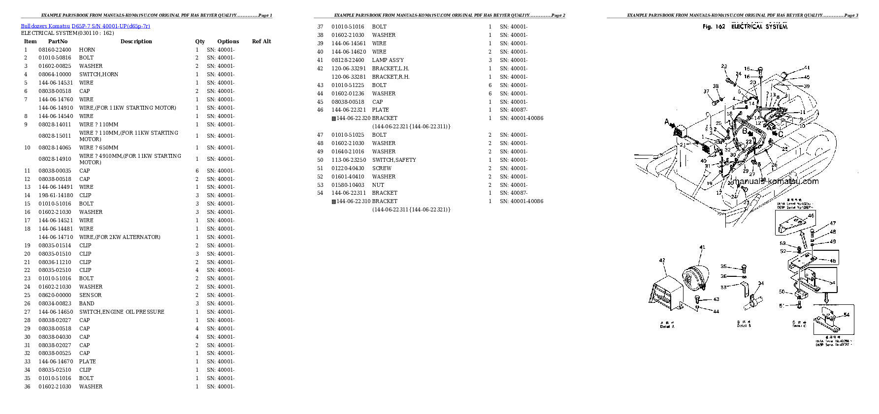 Protected: D65P-7 S/N 40001-UP Partsbook