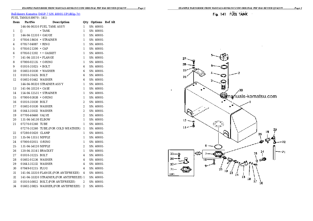 Protected: D65P-7 S/N 40001-UP Partsbook
