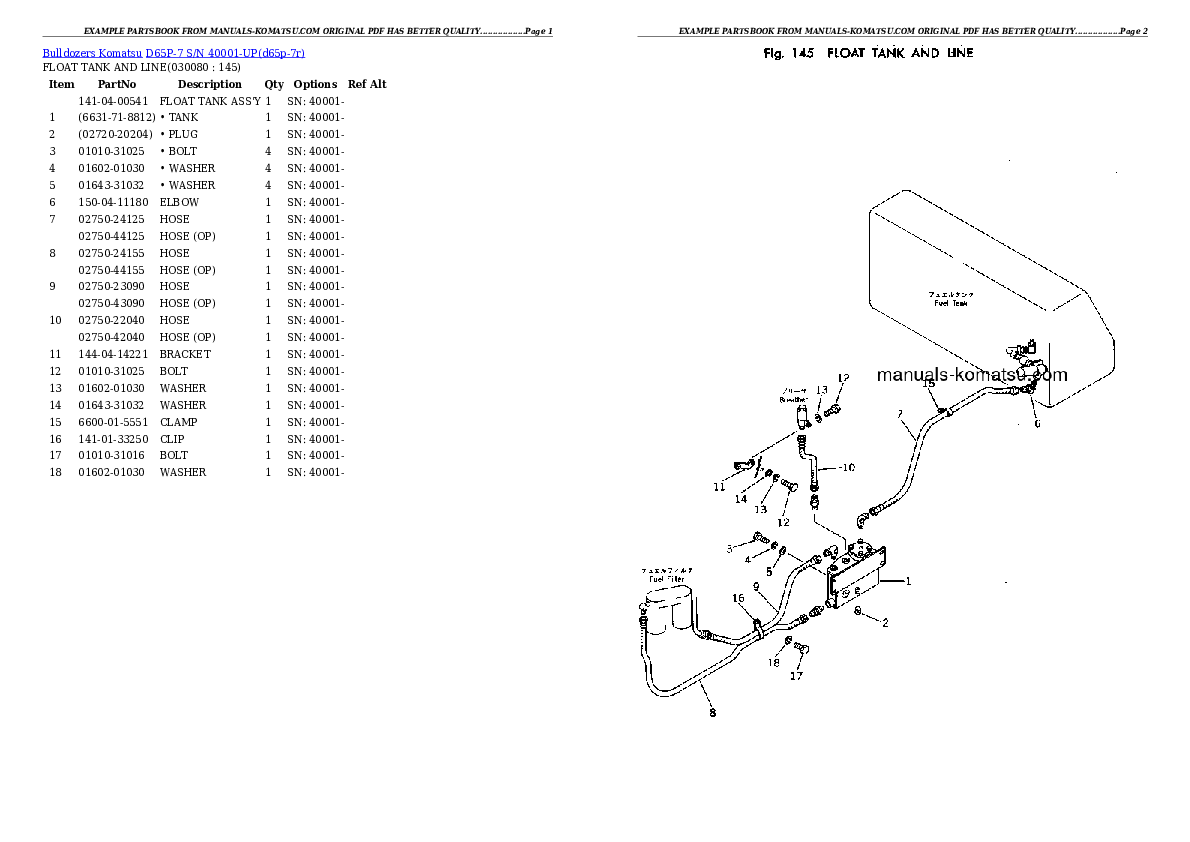 Protected: D65P-7 S/N 40001-UP Partsbook