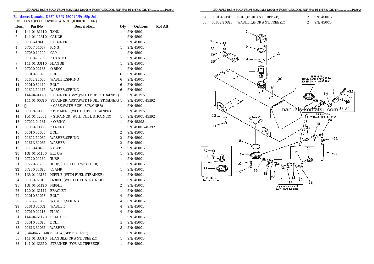 Protected: D65P-8 S/N 45001-UP Partsbook