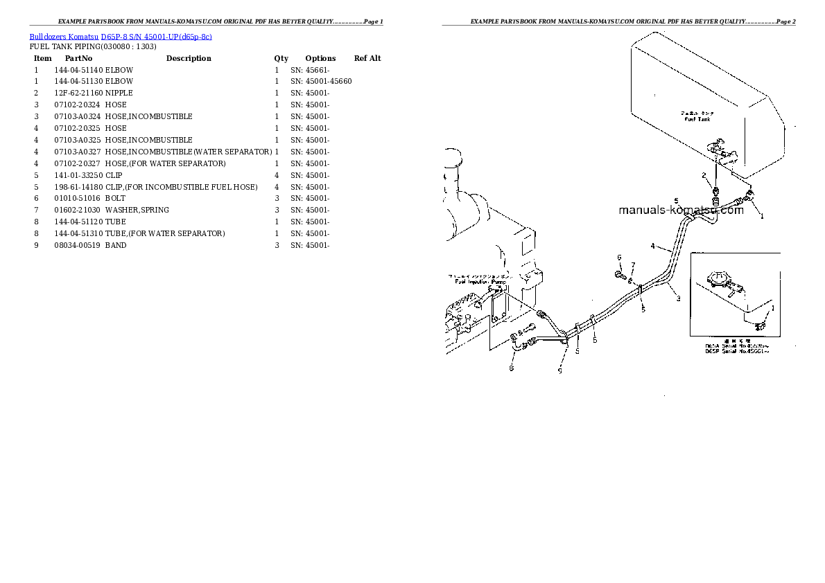 Protected: D65P-8 S/N 45001-UP Partsbook