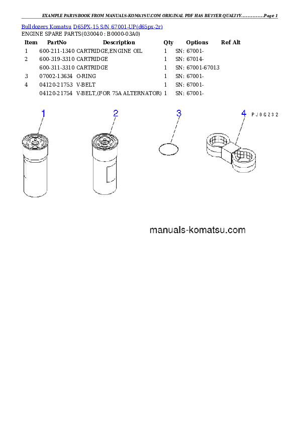 Protected: D65PX-15 S/N 67001-UP Partsbook