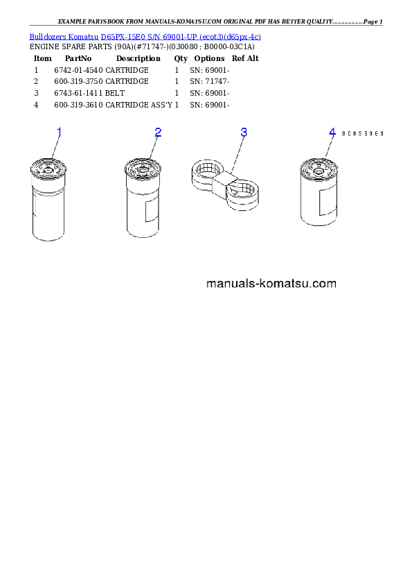 Protected: D65PX-15E0 S/N 69001-UP (ecot3) Partsbook