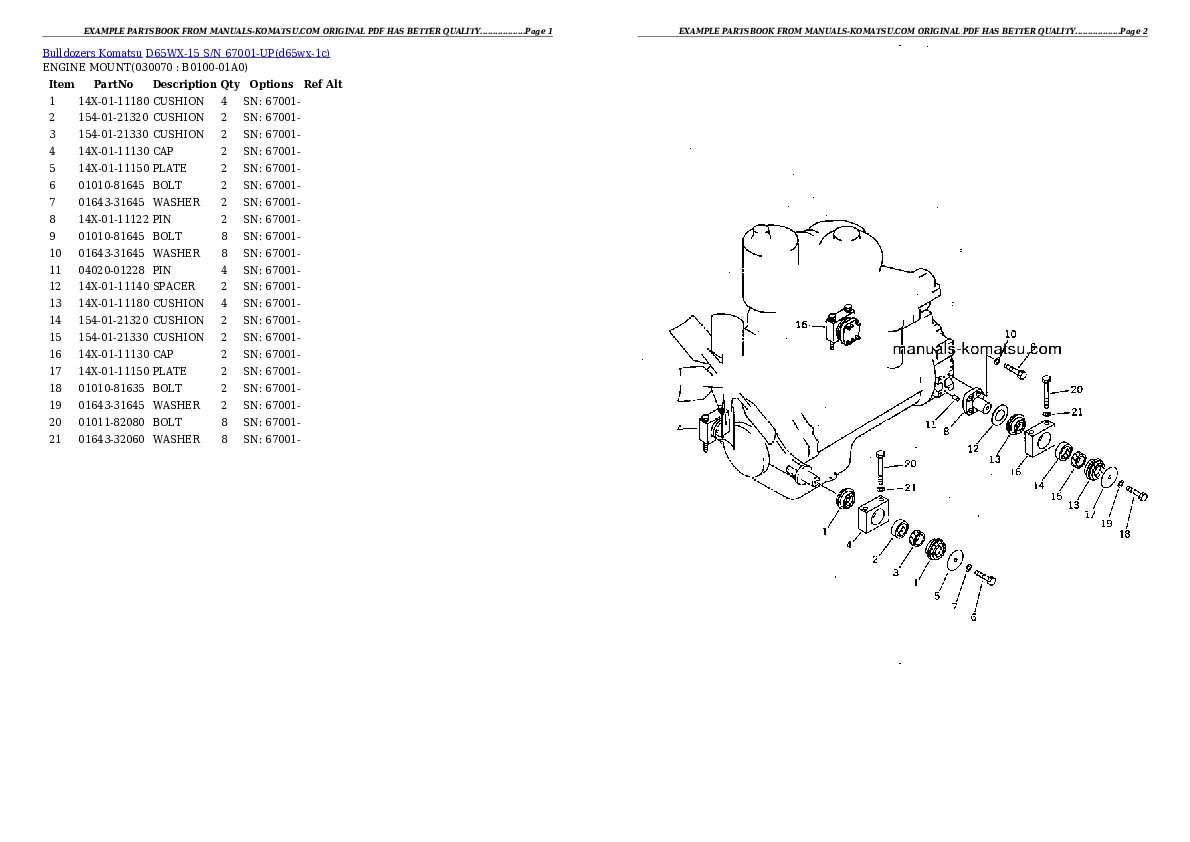 Protected: D65WX-15 S/N 67001-UP Partsbook