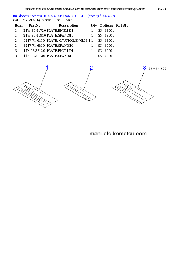 Protected: D65WX-15E0 S/N 69001-UP (ecot3) Partsbook