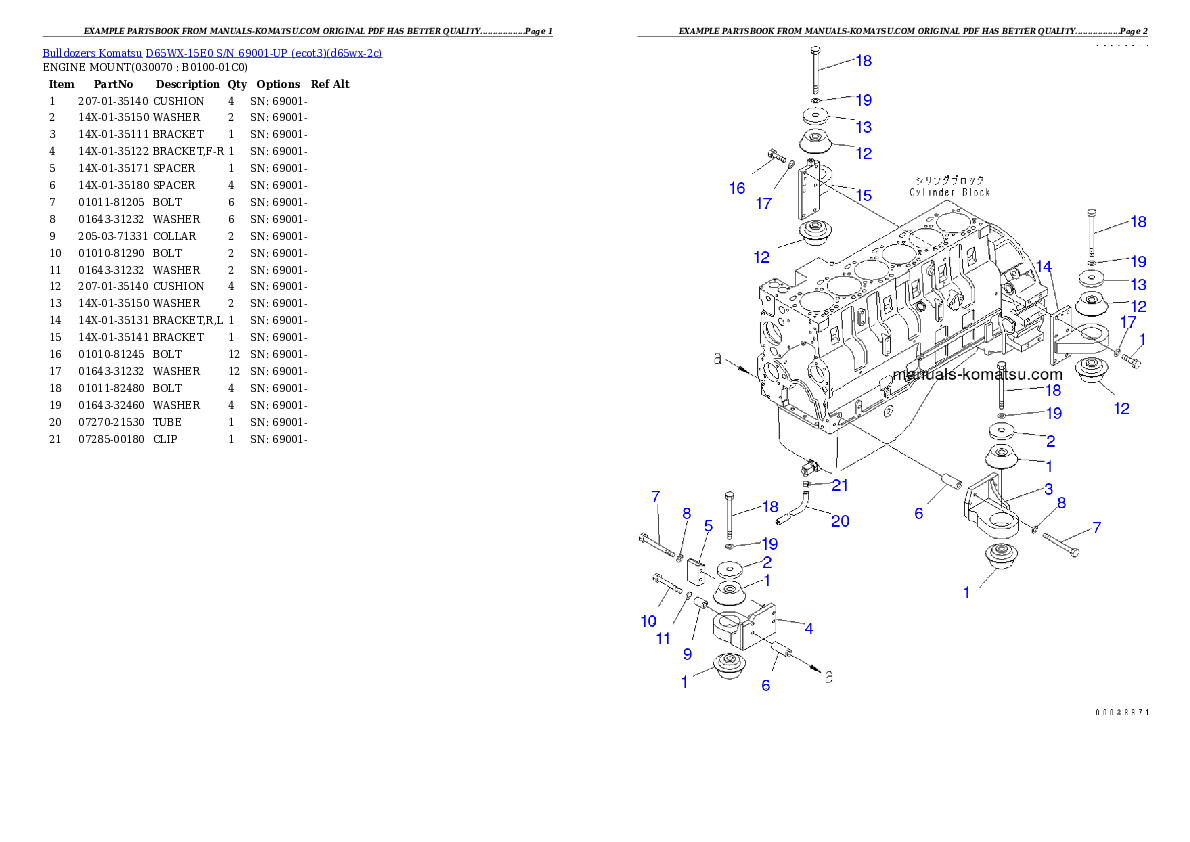 Protected: D65WX-15E0 S/N 69001-UP (ecot3) Partsbook