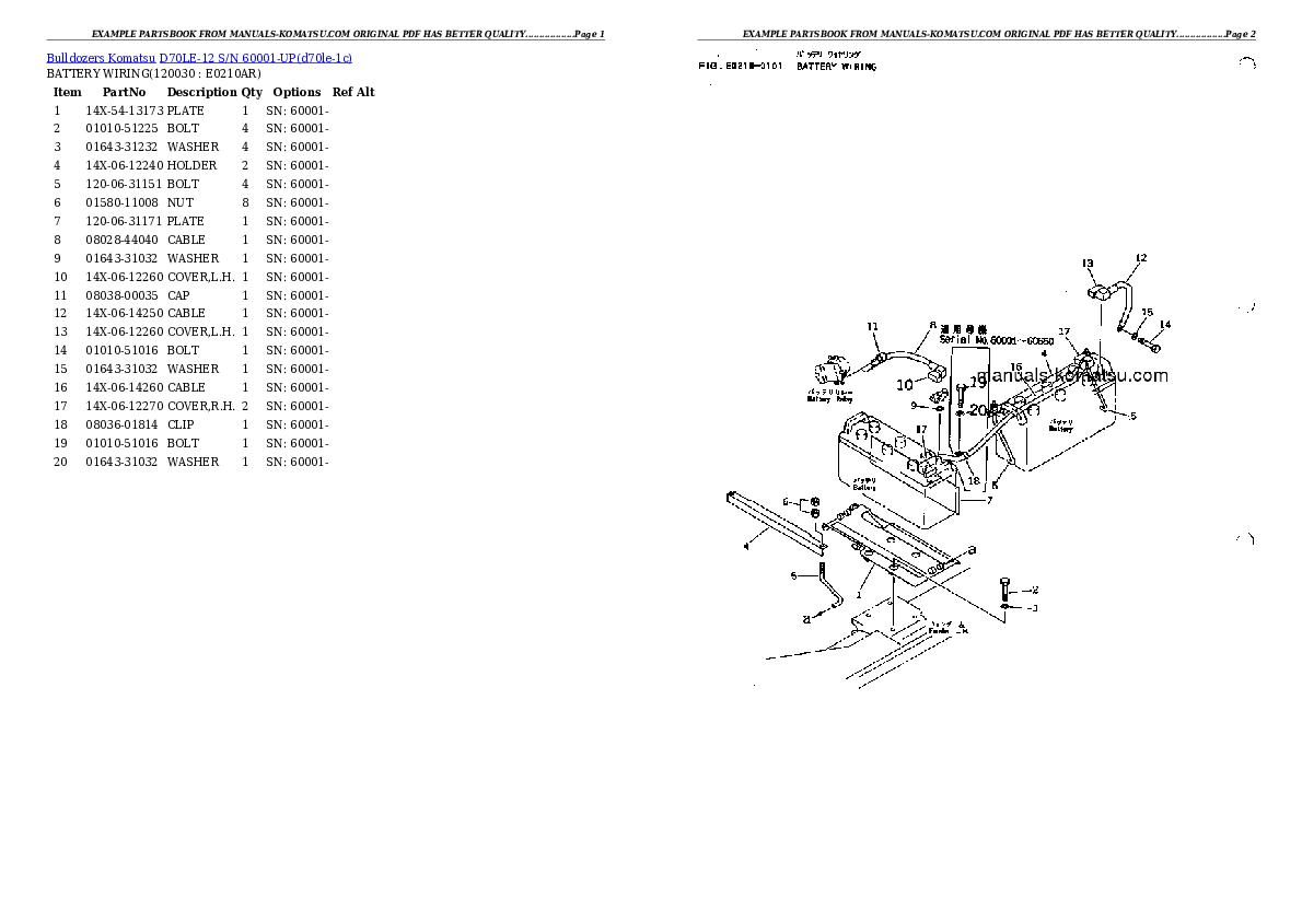Protected: D70LE-12 S/N 60001-UP Partsbook