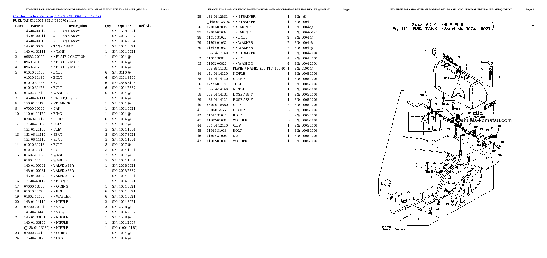 Protected: D75S-2 S/N 1004-UP Partsbook