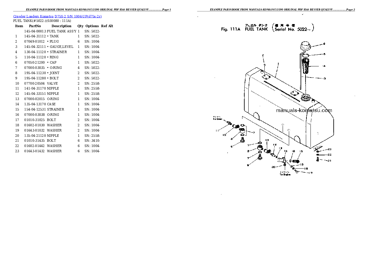 Protected: D75S-2 S/N 1004-UP Partsbook