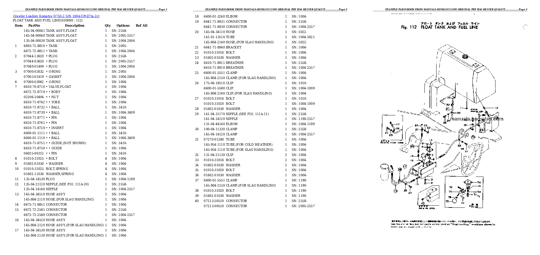 Protected: D75S-2 S/N 1004-UP Partsbook