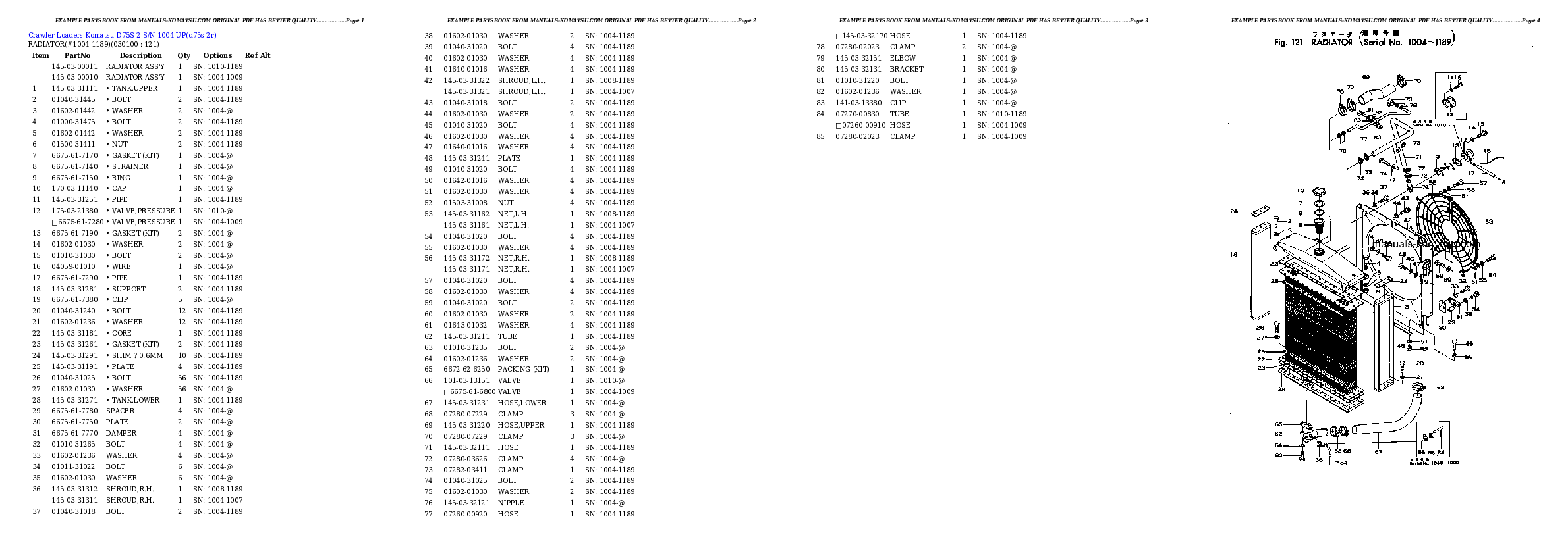 Protected: D75S-2 S/N 1004-UP Partsbook