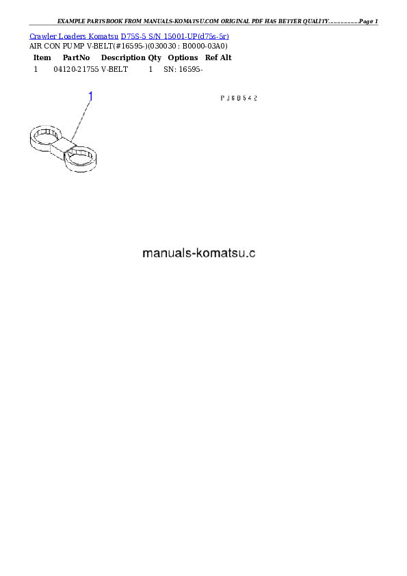 D75S-5 S/N 15001-UP Partsbook