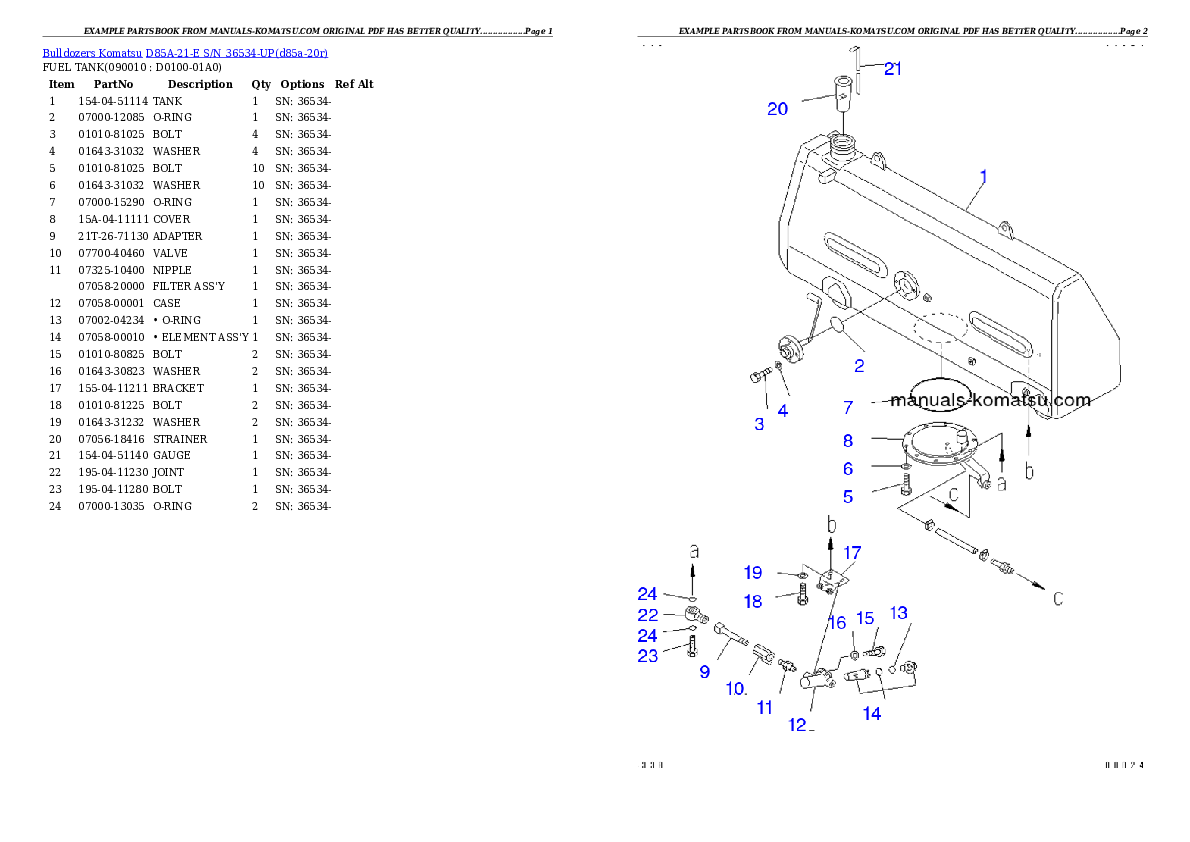 Protected: D85A-21-E S/N 36534-UP Partsbook