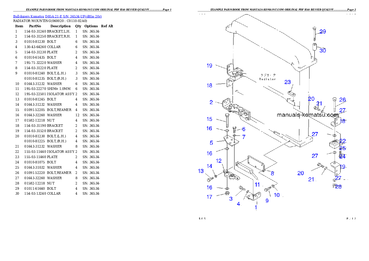 Protected: D85A-21-E S/N 36534-UP Partsbook
