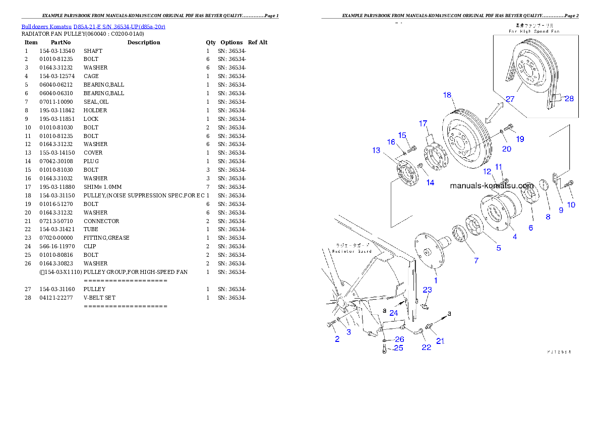 Protected: D85A-21-E S/N 36534-UP Partsbook
