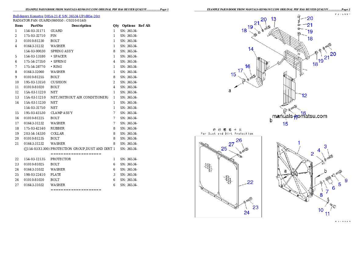 Protected: D85A-21-E S/N 36534-UP Partsbook